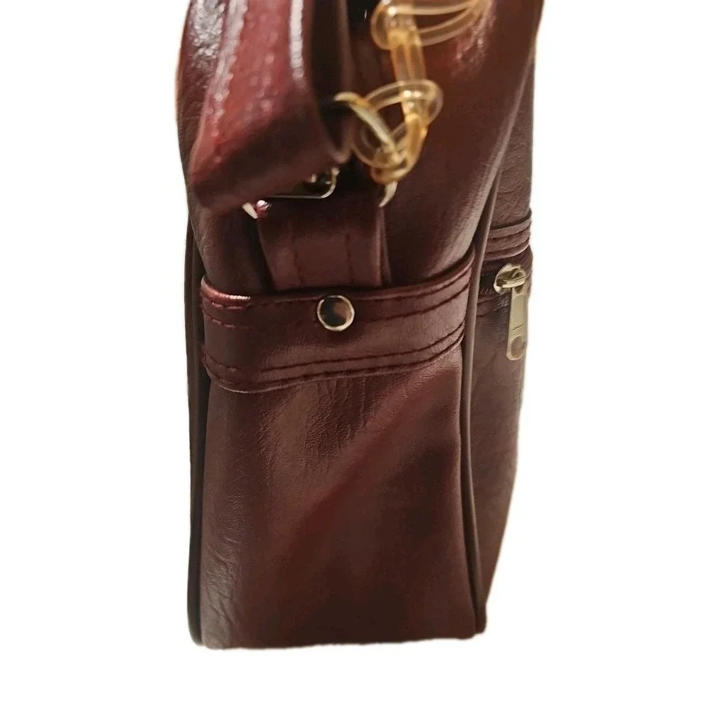 Samsonite Silhouette Carry On Faux Leather Reddish Brown  Vintage + VTG PSA Tag